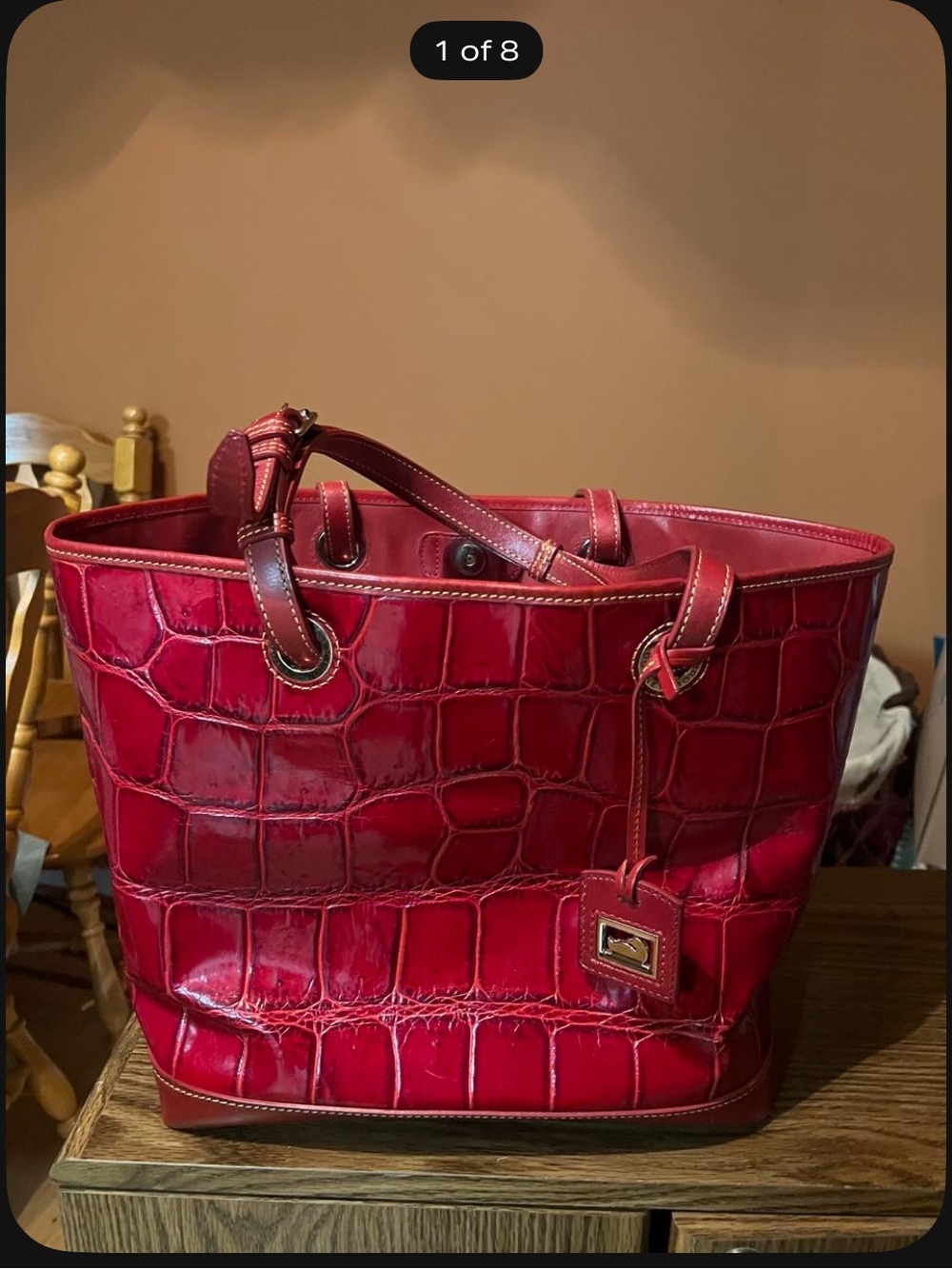 Dooney & Bourke Red Croc-Embossed Patent Tote